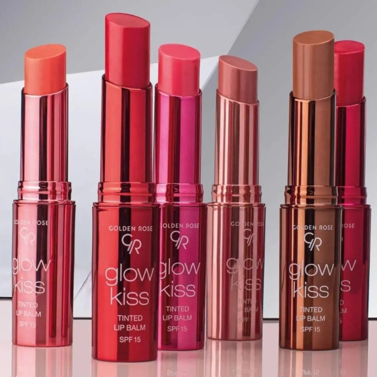 بالم لب رنگی گلدن رز مدل Glow Kiss با محافظت SPF 15 اصلی