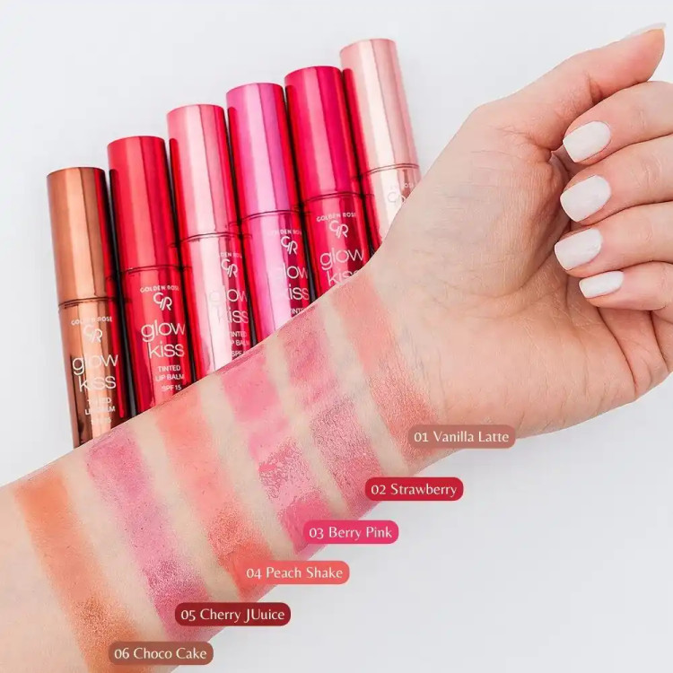 بالم لب رنگی گلدن رز مدل Glow Kiss با محافظت SPF 15 اصلی
