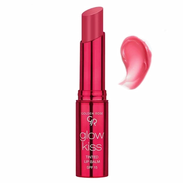 بالم لب رنگی گلدن رز مدل Glow Kiss با محافظت SPF 15 اصلی
