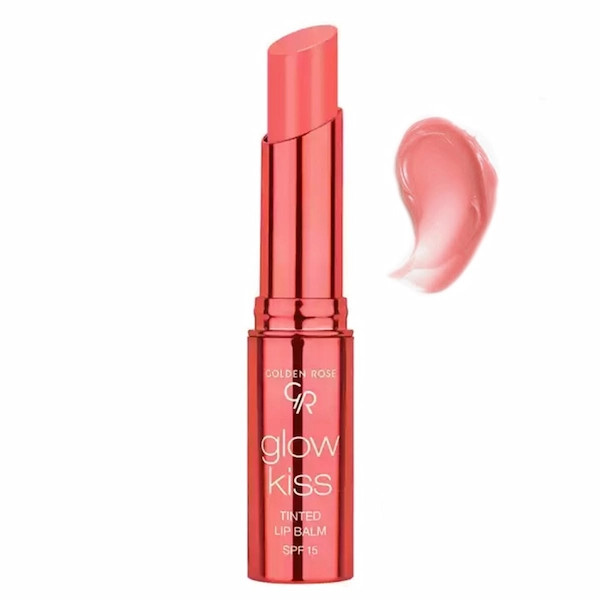 بالم لب رنگی گلدن رز مدل Glow Kiss با محافظت SPF 15 اصلی