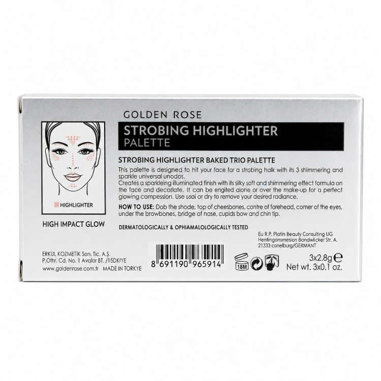 پالت هایلایتر ۳ رنگ گلدن رز مدل Strobing Highlighter اصل در وانی شاپ